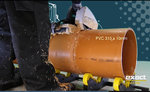PVC plastic pipe cutting