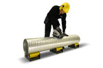 Pipe cutting machine in use