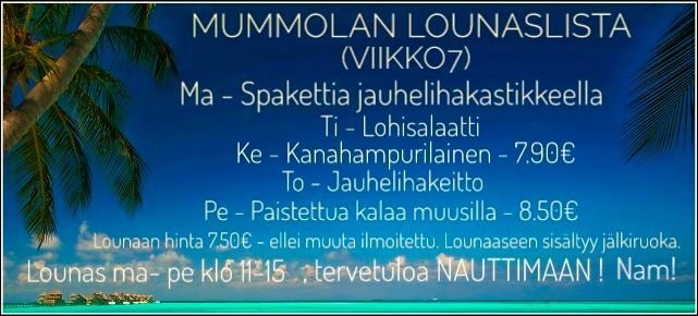 Suomipaikat - Mummolan lounaat tulevalle viikolle Suomipaikat - Mummolan lounaat tulevalle viikolle