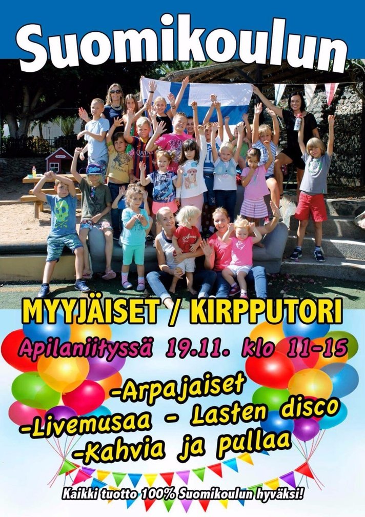 Menovinkki:<br />
La 19.11. myyjäis-kirpputoritapahtuma<br />
Apilaniityssä Suomi-koulun hyväksi
Menovinkki:<br />
La 19.11. myyjäis-kirpputoritapahtuma<br />
Apilaniityssä Suomi-koulun hyväksi