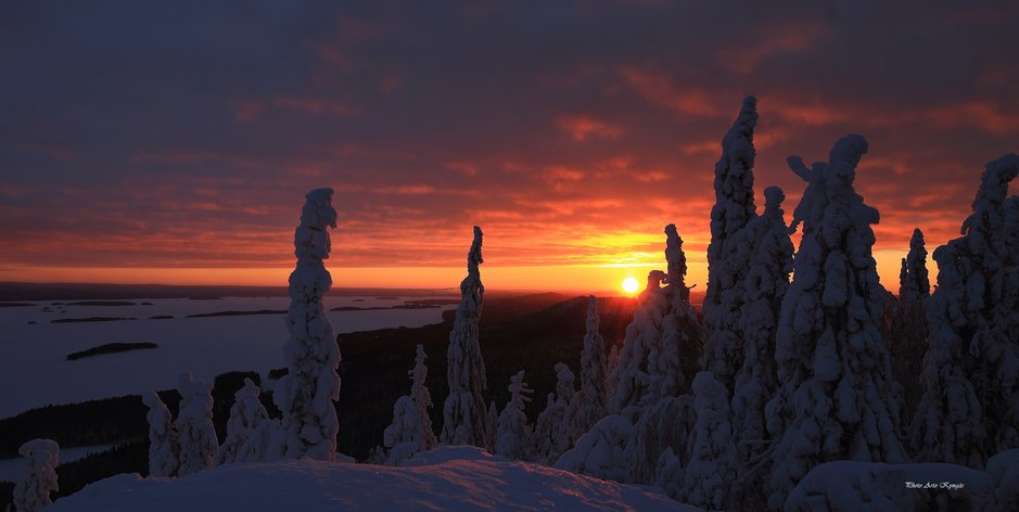 Talvinen kansallismaisema antaa aavistuksen Pohjolan kaamoksesta.
Talvinen kansallismaisema antaa aavistuksen Pohjolan kaamoksesta.
